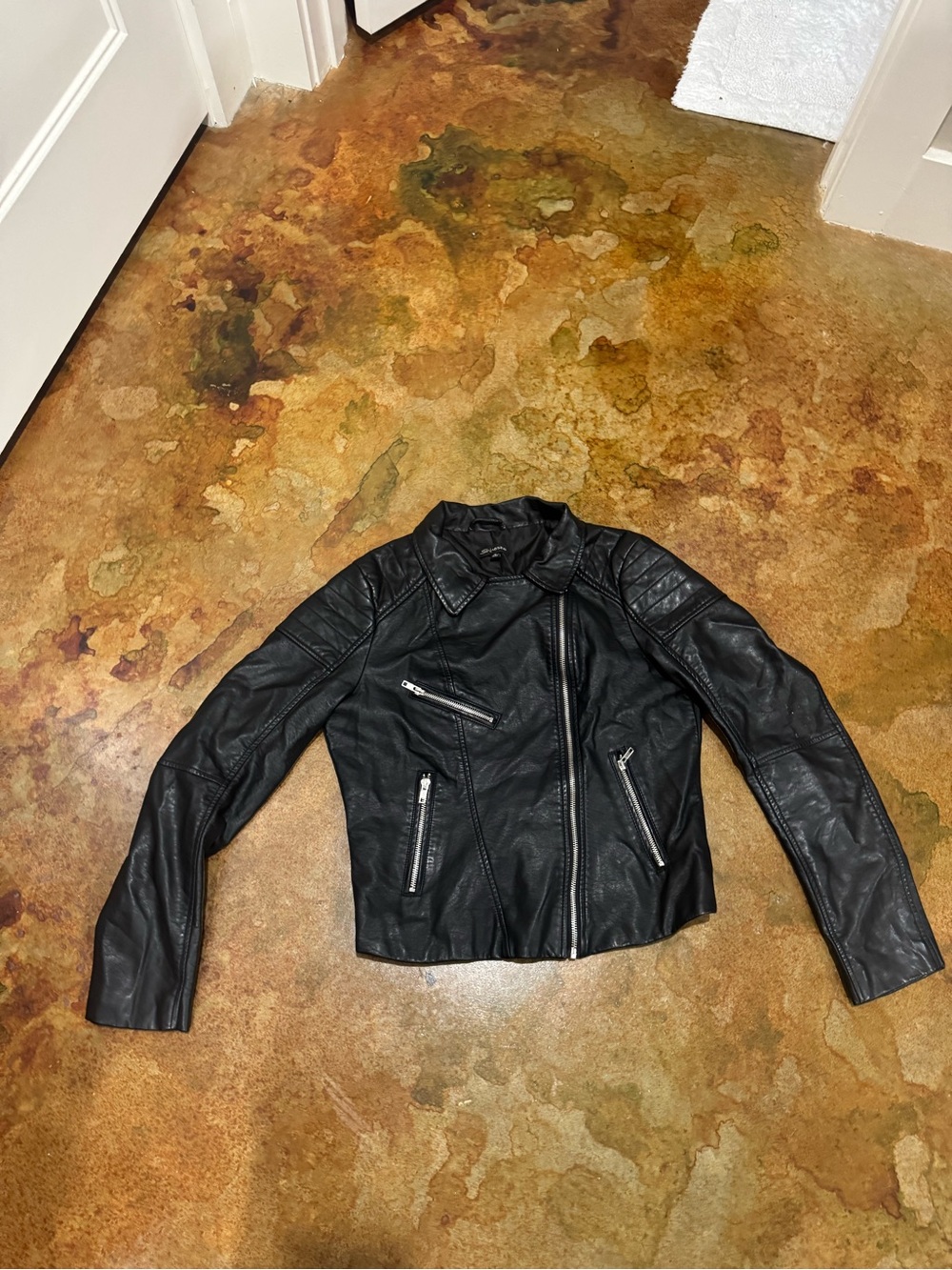 Shinestar Black Faux Leather Moto Jacket - Women